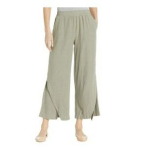 Mododoc Los Angeles Ivory Linen Rayon Cropped Pants With Crossover Panels - S
